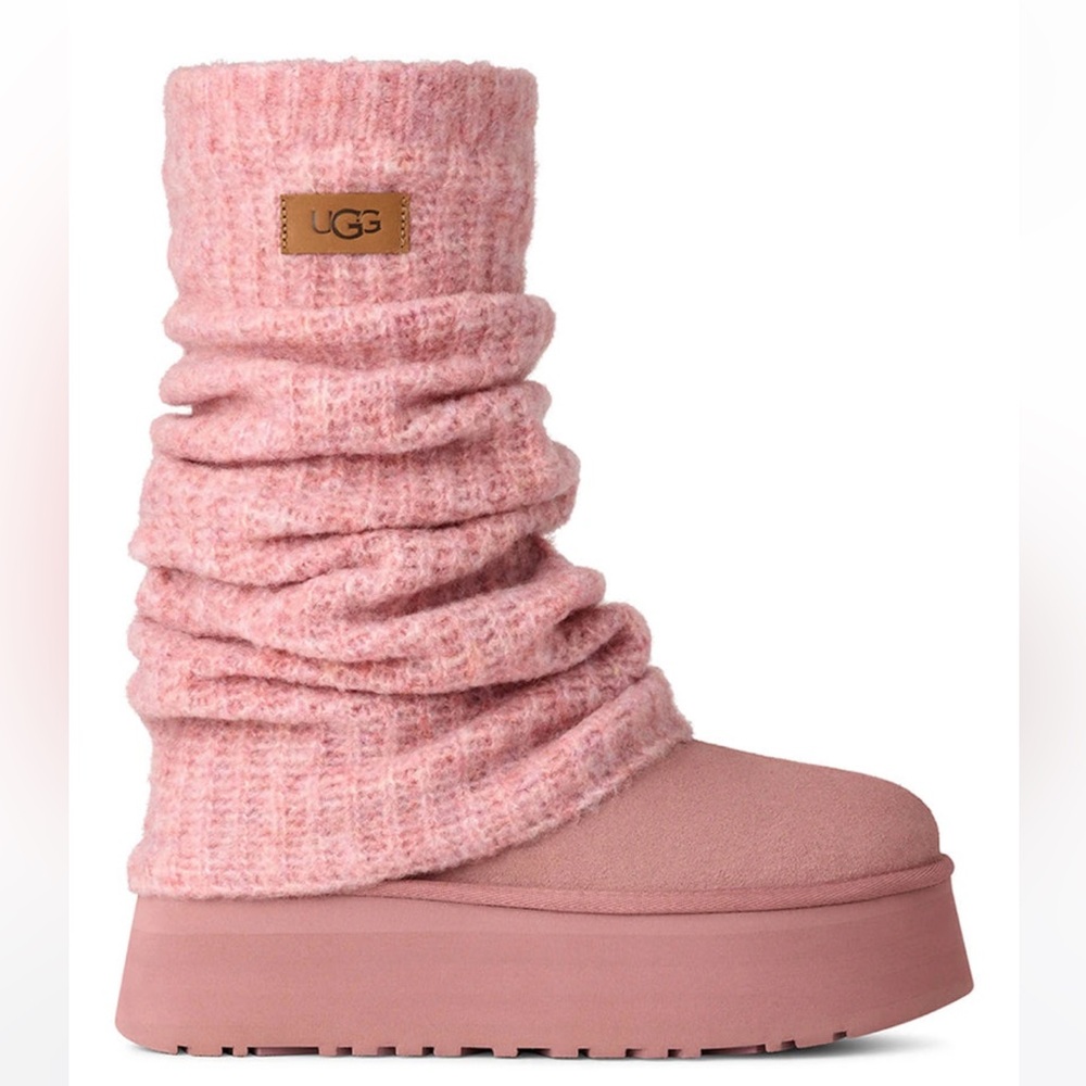 UGG Pink Classic Mini Dipper Legwarmer Boots